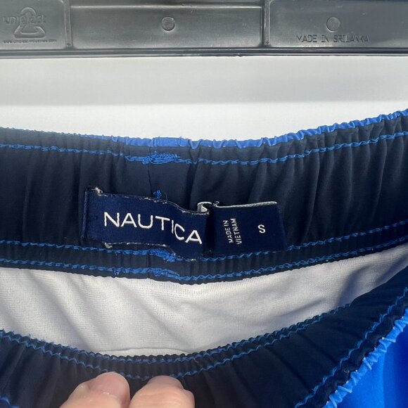 Nautica Blue Logo All Over Print Swim Trunks Men's Small - Picture 2 of 3